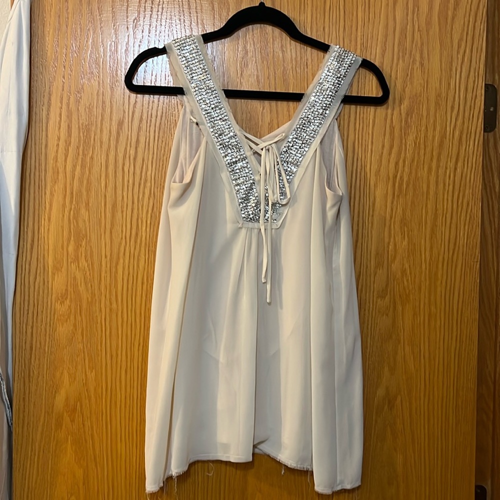Miss Me Glitter lace up tank
